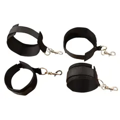 BDSM колани за легло Wraparound Mattress Restraints Fetish Fantasy Series, кадифени маншети, черен