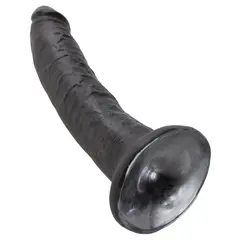 Масивно дилдо King Cock 7" – вендуза, изваяна форма, 20,5 см, черен цвят
