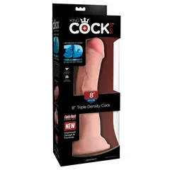 Масивно дилдо King Cock Plus 8" Triple Density – вендуза, твърдо ядро, 24,1 см, светъл тен