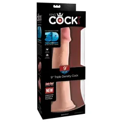 Дилдо King Cock Plus Triple Density Pipedream – вендуза, твърдо ядро, 26,7 см, светъл тен