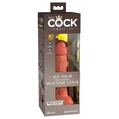 Масивно силиконово дилдо King Cock Elite 6" Dual Density – вендуза, твърдо ядро, 17,8 см, светъл тен