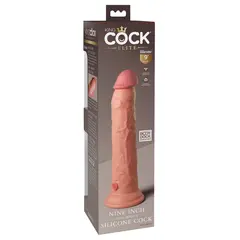 Масивно силиконово дилдо King Cock Elite 9" Dual Density – вендуза, твърдо ядро, 24,8 см, светъл тен