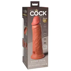 Масивно вибриращо силиконово дилдо King Cock Elite 8" – двойна плътност, вендуза, 22 см, светъл тен
