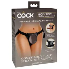 Strap-on колан Body Dock King Cock Elite – с вендузна плоча, комфортна подплата, черен