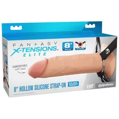 Страпон удебелител 21 см Hollow Strap-On Fantasy X-Tensions Elite, двоен силикон, телесен