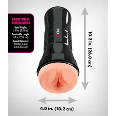 Мастурбатор вагина Super Luscious Lips XXL PDX Extreme – водна активация и вакуум, 26 см, светъл тен