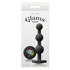 Анален разширител Glams Ripple Rainbow Gem Черен, със скъпоценен камък, 11.4 см.