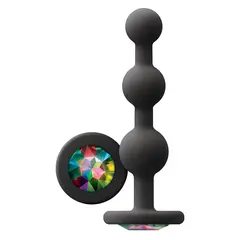 Анален разширител Glams Ripple Rainbow Gem Черен, със скъпоценен камък, 11.4 см.