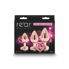 Комплект анални разширители Rear Assets Heart Розово злато, 3 части