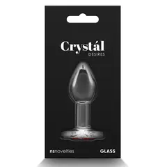 Анален разширител Crystal Desires – Стъклен плъг с червено сърце, Размер S