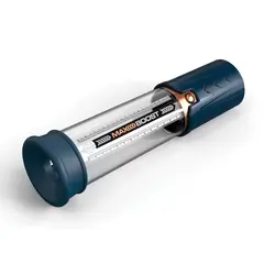 Пенис помпа Pump Worx Max Boost – син / прозрачен, с вакуум и измервателна скала, 28.6 см