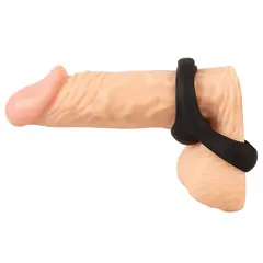 Силиконов пенис ринг за пенис и тестиси с клиторен стимулатор Erecto