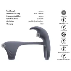 Вибриращ пенис ринг VYLOR, дистанционно, 20 режима, клиторен стимулатор, ерекция