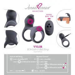 Вибриращ пенис ринг VYLOR, дистанционно, 20 режима, клиторен стимулатор, ерекция