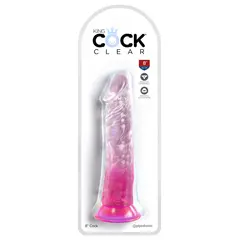 Реалистично дилдо King Cock Clear 8", розов, 22 см
