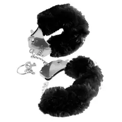 Белезници с пух Fetish Fantasy Furry Cuffs, черни, метални