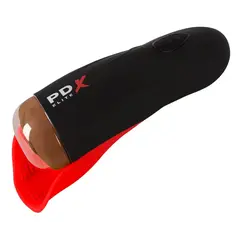 Вибриращ мастурбатор вагина Fuck-O-Matic PDX Elite – вакуум и стимулатор за тестиси, 27 см, кафяво/червен