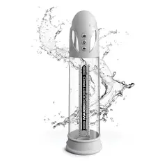 Пенис помпа Pump Worx Max Boost Pro Flow – бял / прозрачен, автоматична, с вакуум и измервателна скала, 28.6 см