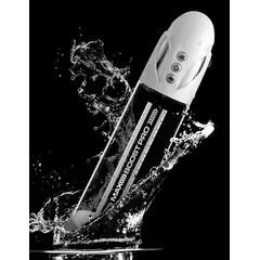 Пенис помпа Pump Worx Max Boost Pro Flow – бял / прозрачен, автоматична, с вакуум и измервателна скала, 28.6 см
