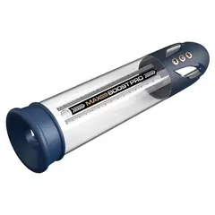 Пенис помпа Pump Worx Max Boost Pro Flow – син / прозрачен, автоматична, с вакуум и измервателна скала, 28.6 см