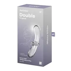 Двустранно стъклено дилдо Satisfyer Double Crystal, Прозрачно