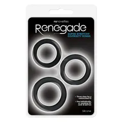 Комплект от 3 силиконови пенис ринга Renegade Diversity Rings, Черни