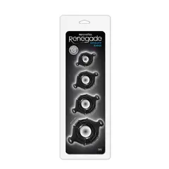 Комплект от 4 еластични пенис ринга Renegade Vitality Rings, Черни