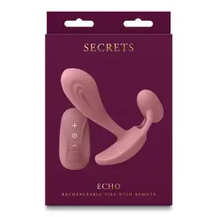 Вибратор с дистанционно Secrets Echo, 10 режима, 10,9 см, Розов