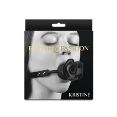 Силиконова топка за уста Kristine, Кожена каишка, Черна