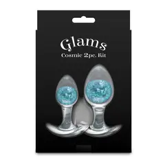 Комплект силиконови анални разширители със стъклени сфери Cosmic Glams, 2 броя, Син