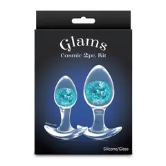 Комплект силиконови анални разширители със стъклени сфери Cosmic Glams, 2 броя, Син