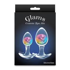 Комплект силиконови анални разширители със стъклени сфери Cosmic Glams, 2 броя, Многоцветен
