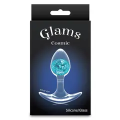 Анален разширител Cosmic Glams, със стъклено топче, 8,1 см, Син