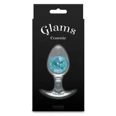 Силиконов анален разширител със стъклена сфера Cosmic Glams Medium, 9,5 см, Син