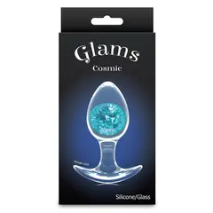 Силиконов анален разширител със стъклена сфера Cosmic Glams Medium, 9,5 см, Син