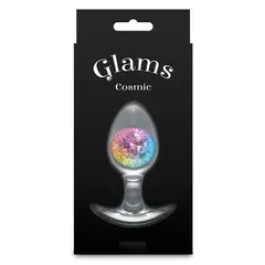 Силиконов анален разширител със стъклена сфера Cosmic Glams, M, Многоцветен, 9,5 см