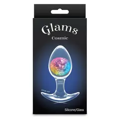 Силиконов анален разширител със стъклена сфера Cosmic Glams, M, Многоцветен, 9,5 см