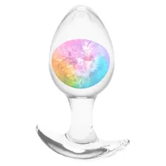 Силиконов анален разширител със стъклена сфера Cosmic Glams, M, Многоцветен, 9,5 см