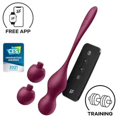 Смарт вибриращи кегел топчета Satisfyer Love Birds Vary, Виненочервени