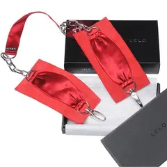 Копринени белезници с верижка LELO Sutra Chainlink Cuffs, Червен