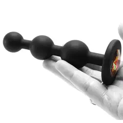 Анален разширител Glams Ripple Rainbow Gem Черен, със скъпоценен камък, 11.4 см.