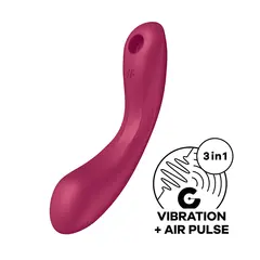 Мултифункционален вибратор с въздушни вълни Satisfyer Curvy Trinity 1, Червен