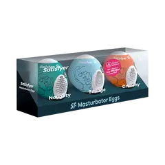 Комплект мастурбатори яйца Satisfyer Naughty, Savage & Crunchy, 3 броя