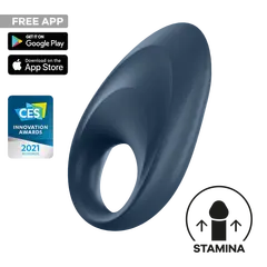 Вибриращ пенис ринг с App контрол Satisfyer Mighty One, Син