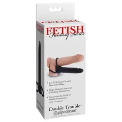 BDSM пенис пръстен с анален стимулатор Double Trouble Fetish Fantasy Series – черен