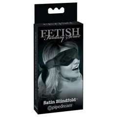 BDSM сатенена превръзка за очи Satin Blindfold Fetish Fantasy Series, мека материя, черна
