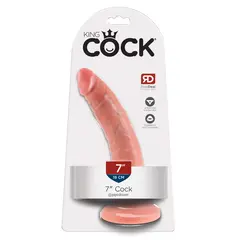 Дилдо King Cock 7" – вендуза, изваяна форма, 20.5 см., светъл телесен цвят