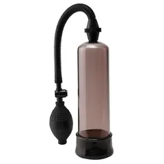 Пенис помпа Beginner’s Power Pump Pump Worx – опушено прозрачен и черен, с вакуум и предпазен клапан, 19 см