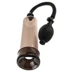 Пенис помпа Beginner’s Power Pump Pump Worx – опушено прозрачен и черен, с вакуум и предпазен клапан, 19 см