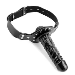BDSM наустник с дилдо 17,5 см и катинар Deluxe Ball Gag with Dildo Fetish Fantasy Series – черен